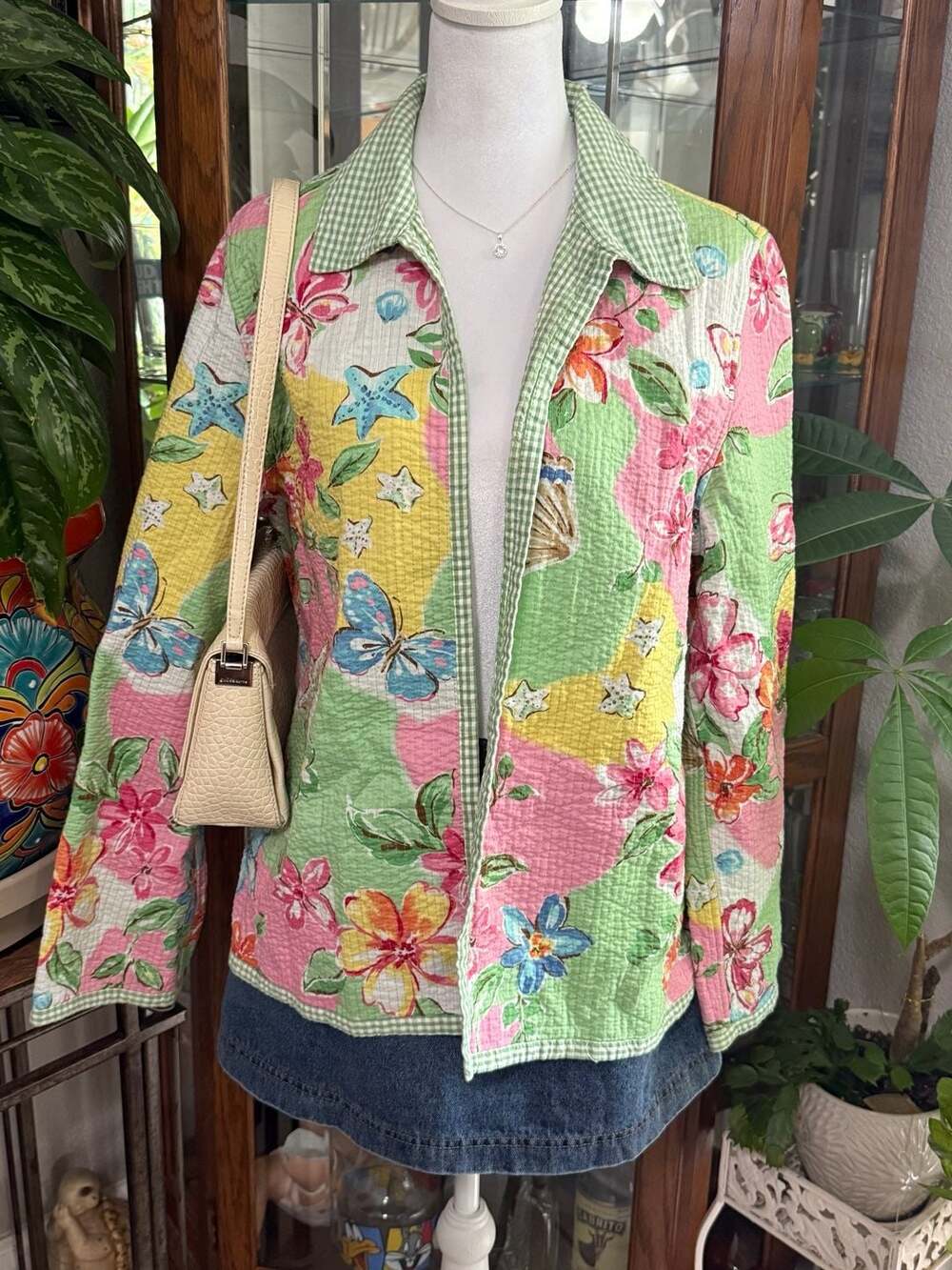 Alfred Dunner  Floral and Seashell Quilted Jacket